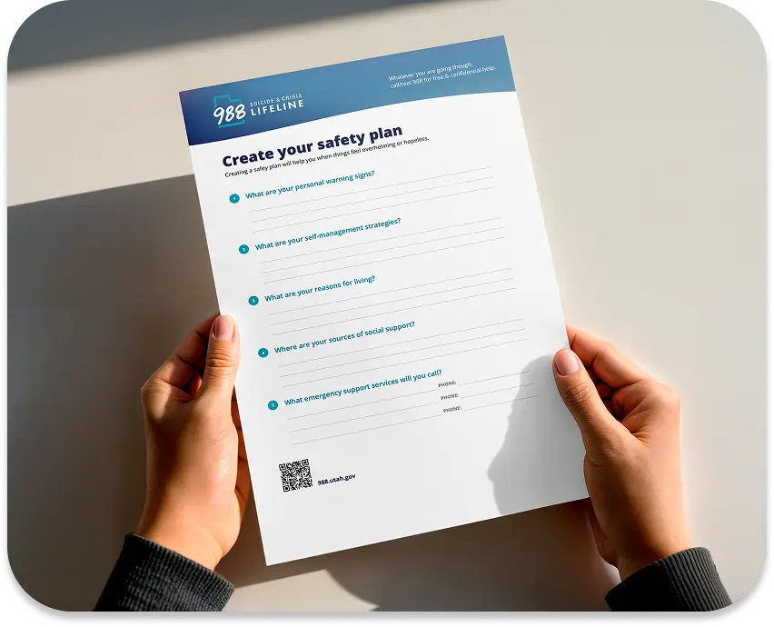 Picture of a form to help create a safety plan