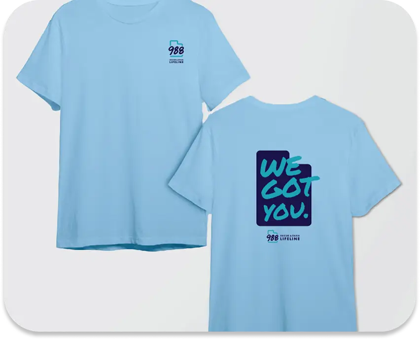 Picture displaying a t-shirt for 988 Utah