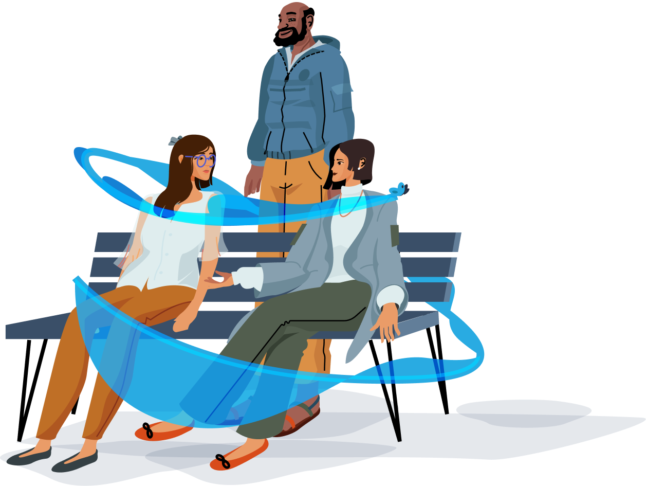 two people sitting on the bench